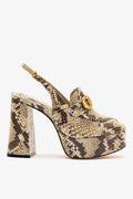 Larroude Harrington Loafer Hi In Neutral Snake Stamped Leather