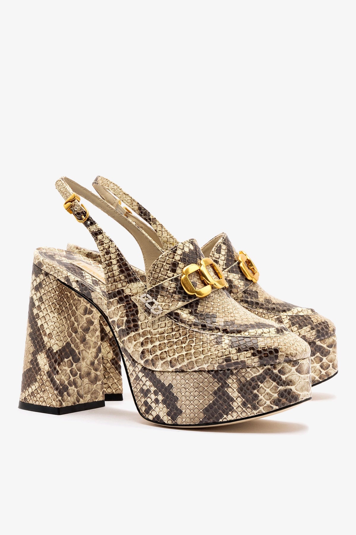 Larroude Harrington Loafer Hi In Neutral Snake Stamped Leather