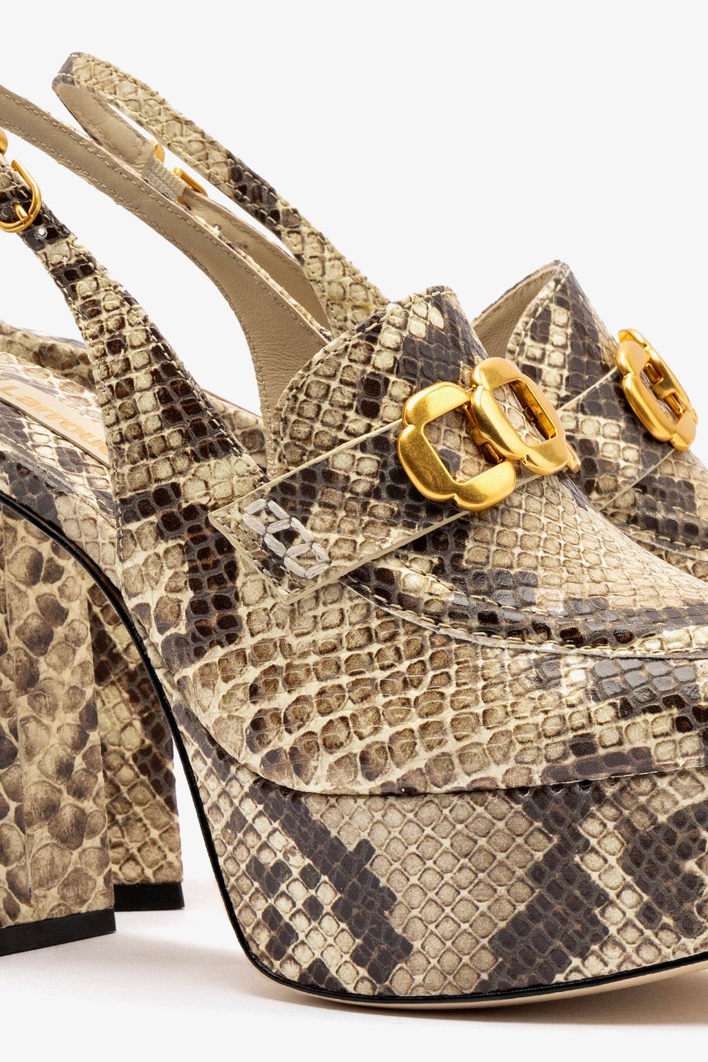 Larroude Harrington Loafer Hi In Neutral Snake Stamped Leather