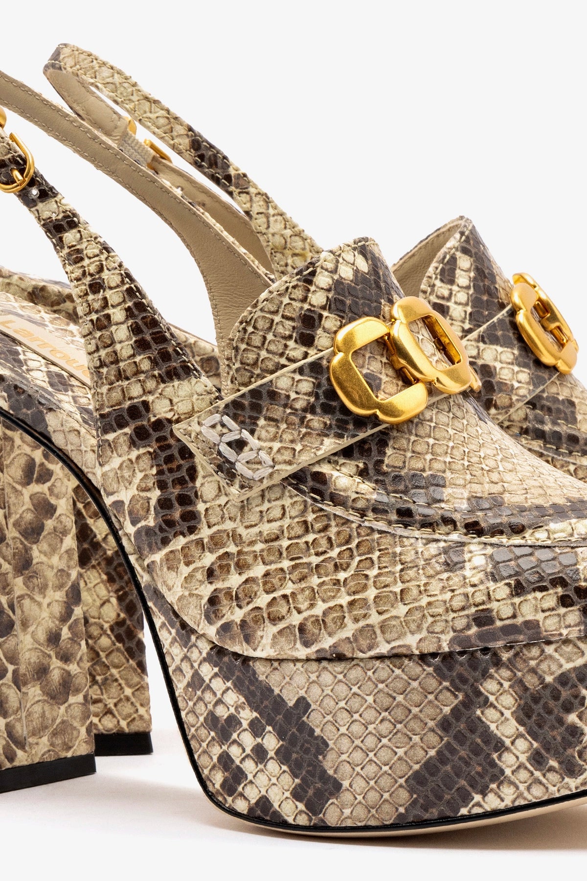 Larroude Harrington Loafer Hi In Neutral Snake Stamped Leather