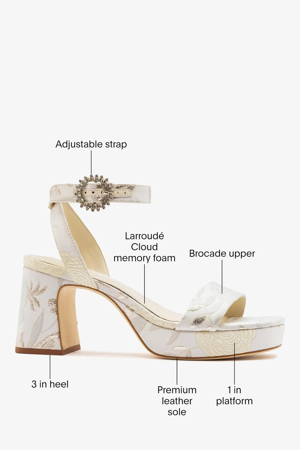 Larroude Larroudé x Markarian: Dolly Low Sandal Ivory Brocade