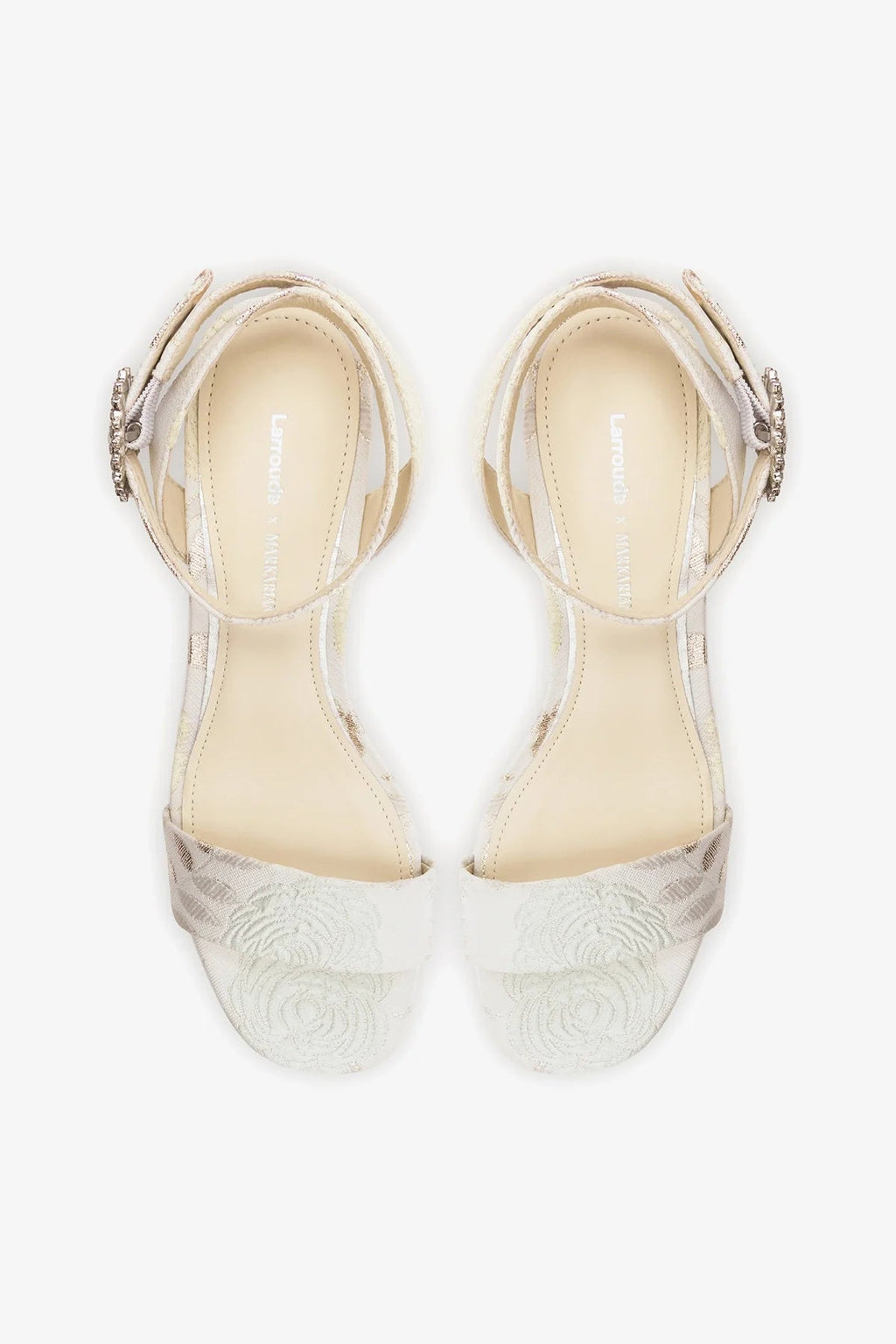 Larroude Larroudé x Markarian: Dolly Low Sandal Ivory Brocade