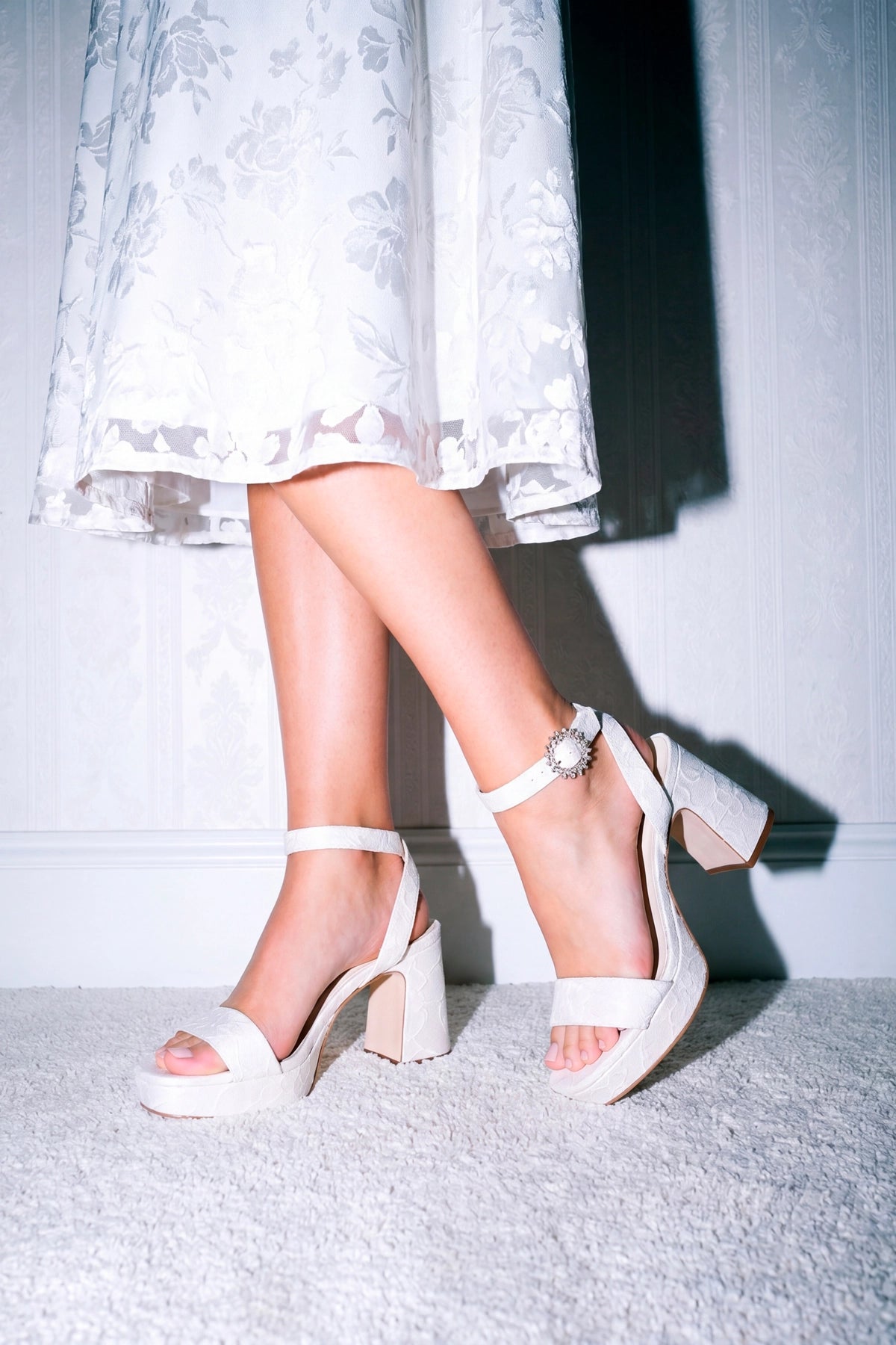 Larroude Larroudé x Markarian: Dolly Low Sandal White Lace