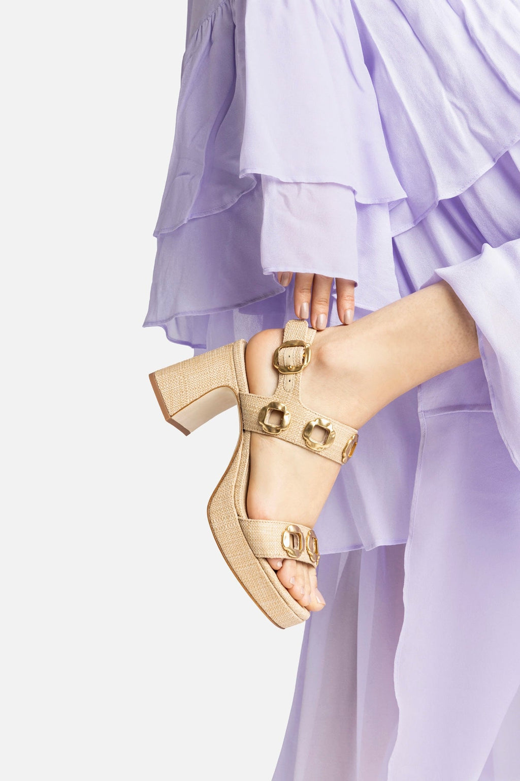 Larroude Milan Dolly Low In Beige Raffia