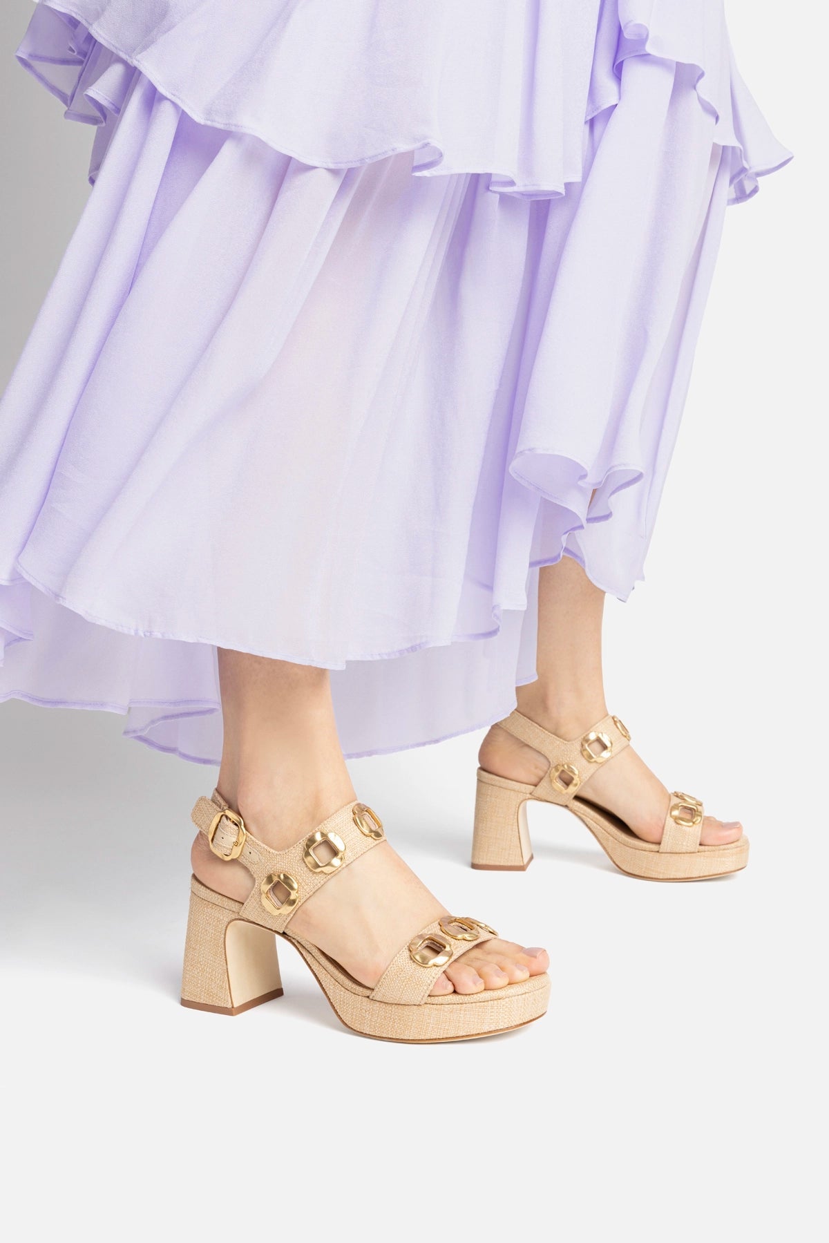 Larroude Milan Dolly Low In Beige Raffia