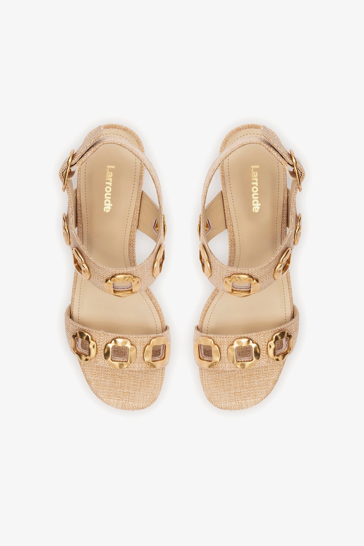 Larroude Milan Dolly Low In Beige Raffia