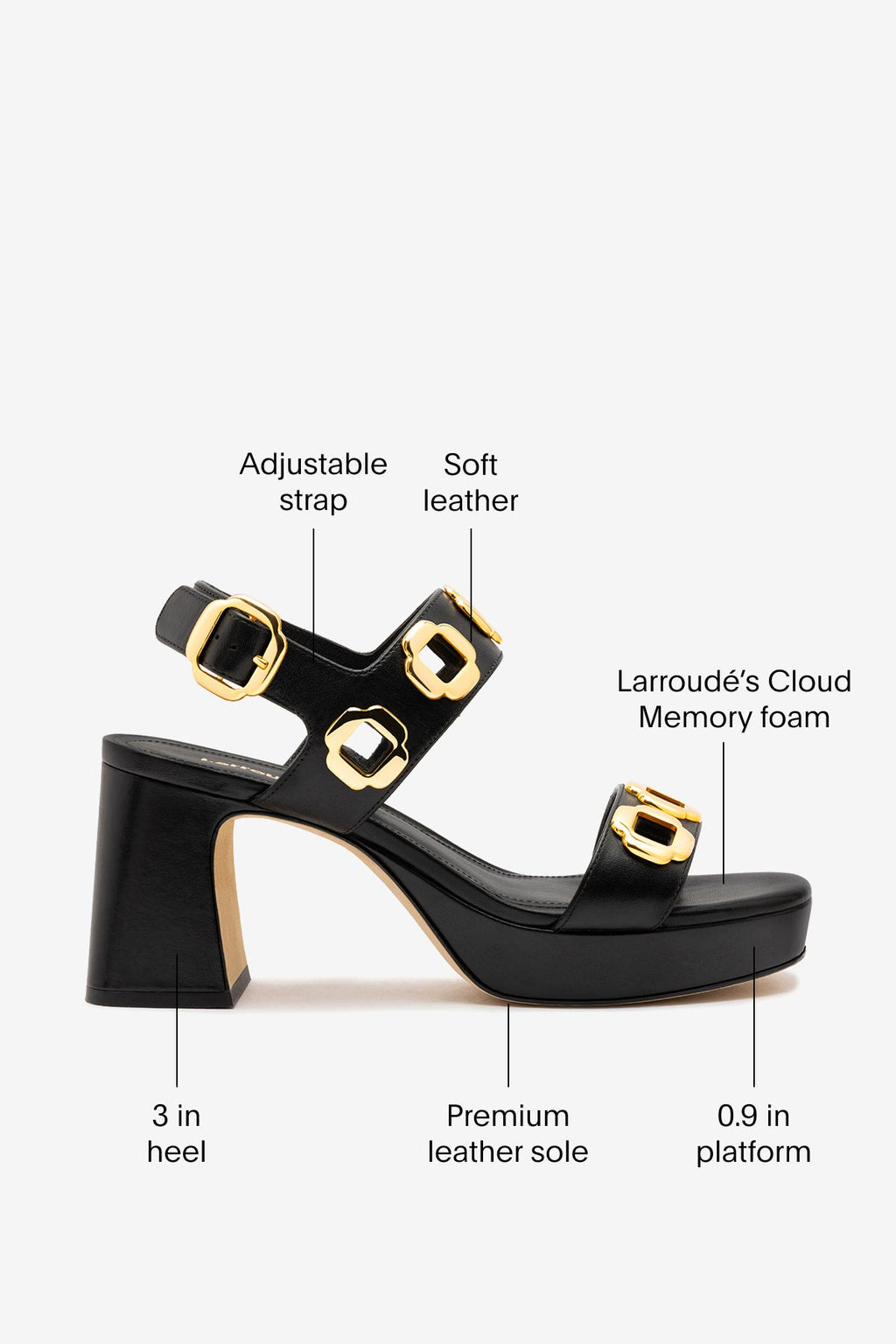 Larroude Milan Dolly Low In Black Leather
