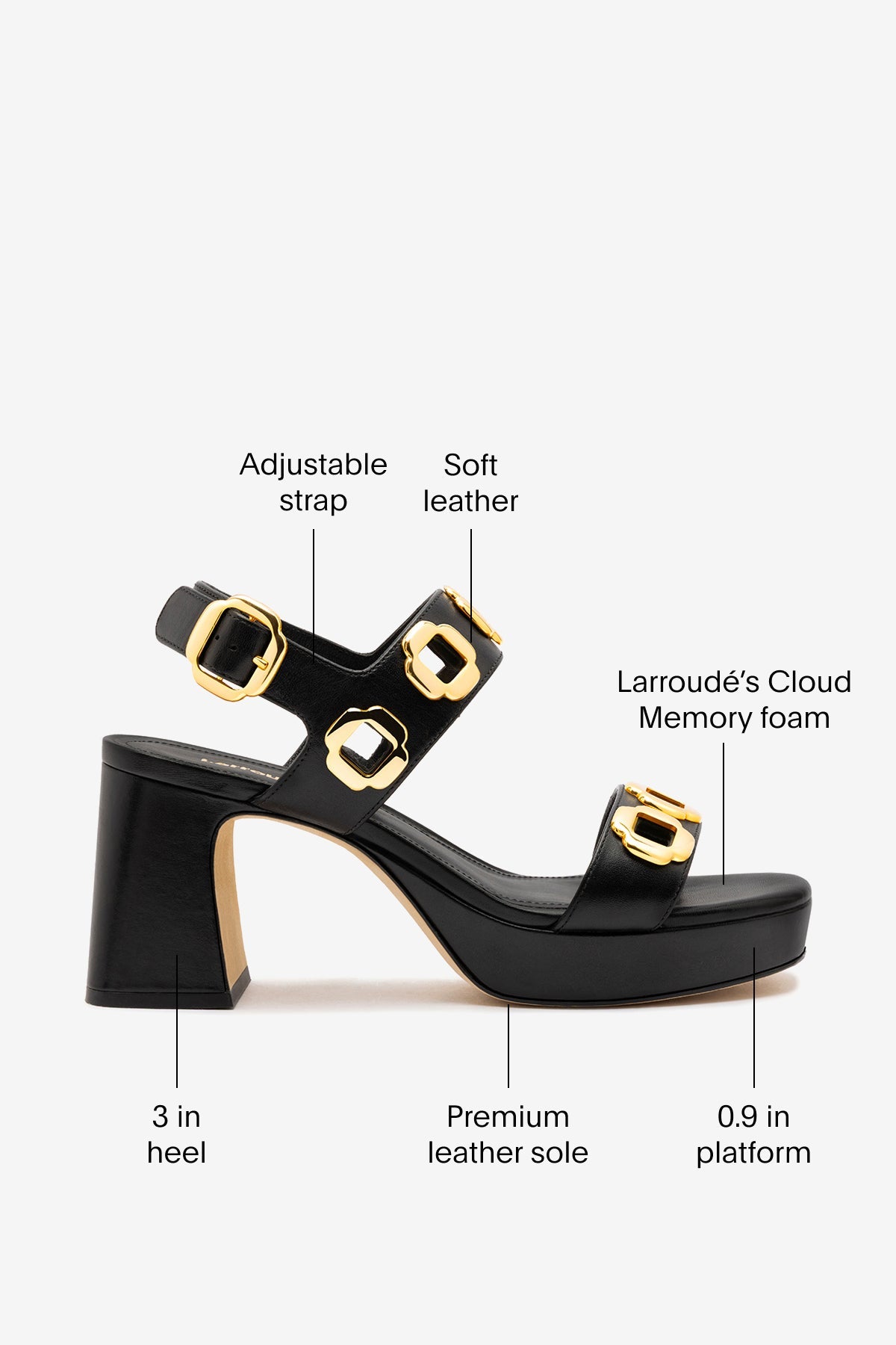 Larroude Milan Dolly Low In Black Leather