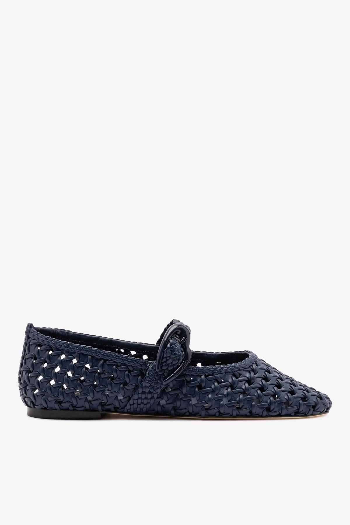 Larroude Verona New Macrame Ballet Flat In Navy Leather