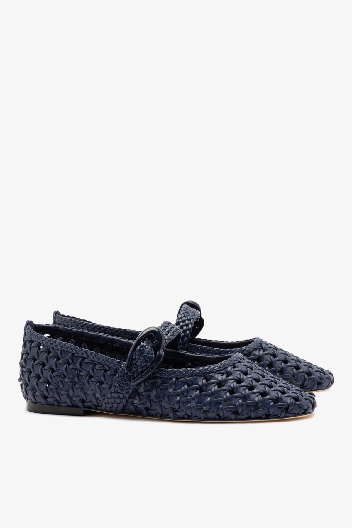 Larroude Verona New Macrame Ballet Flat In Navy Leather