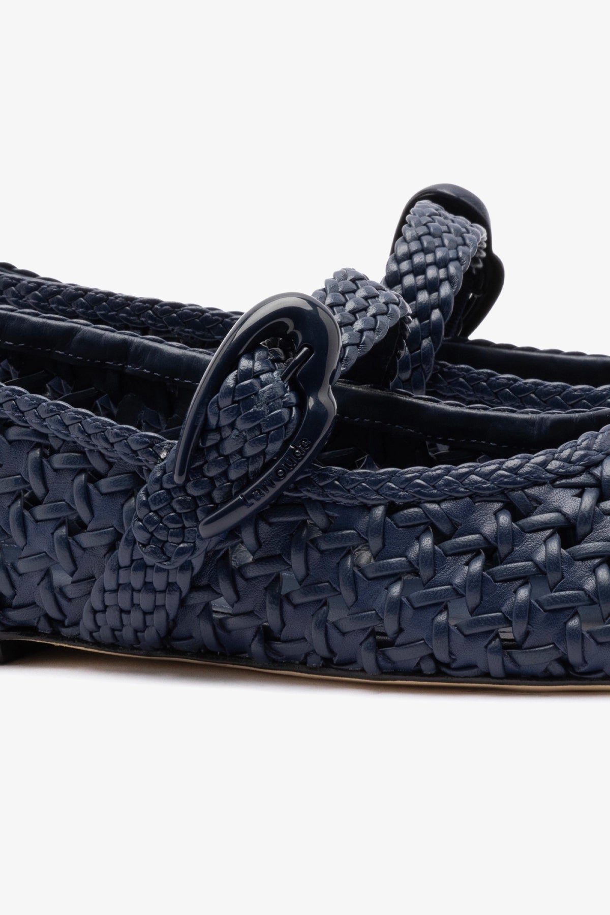 Larroude Verona New Macrame Ballet Flat In Navy Leather