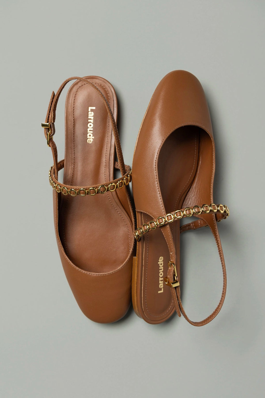 Larroude Georgina Milanina Ballet Flat In Caramel Leather