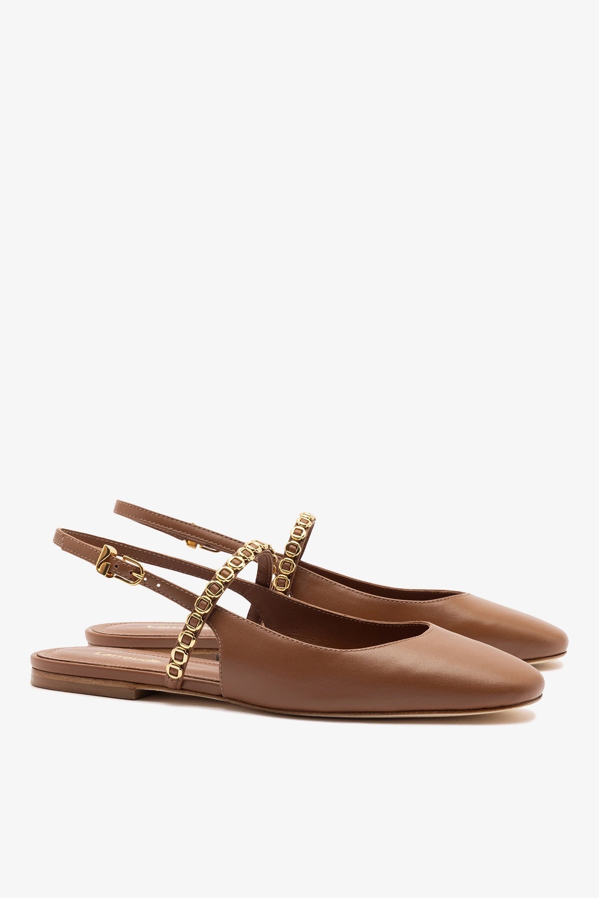 Larroude Georgina Milanina Ballet Flat In Caramel Leather