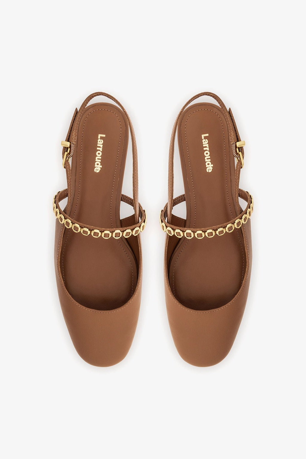 Larroude Georgina Milanina Ballet Flat In Caramel Leather