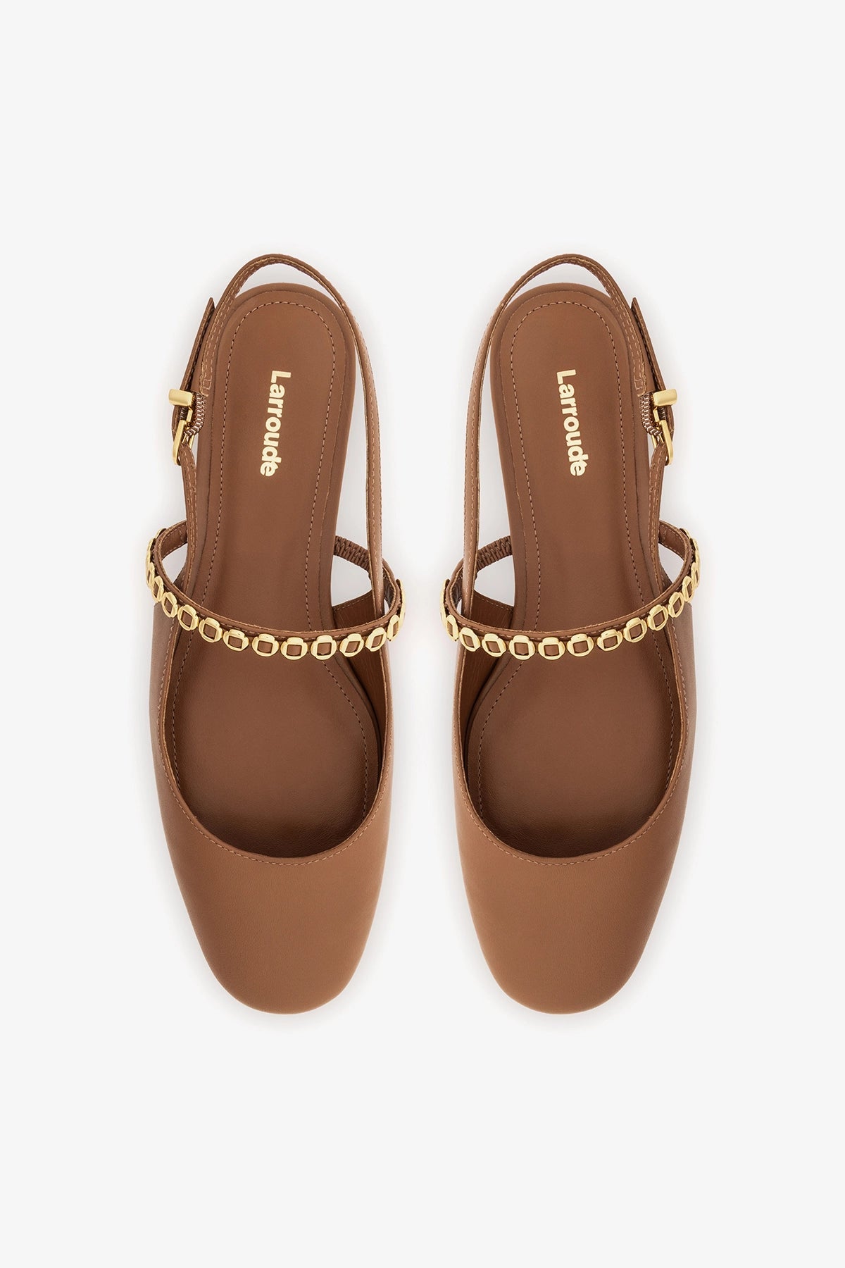 Larroude Georgina Milanina Ballet Flat In Caramel Leather