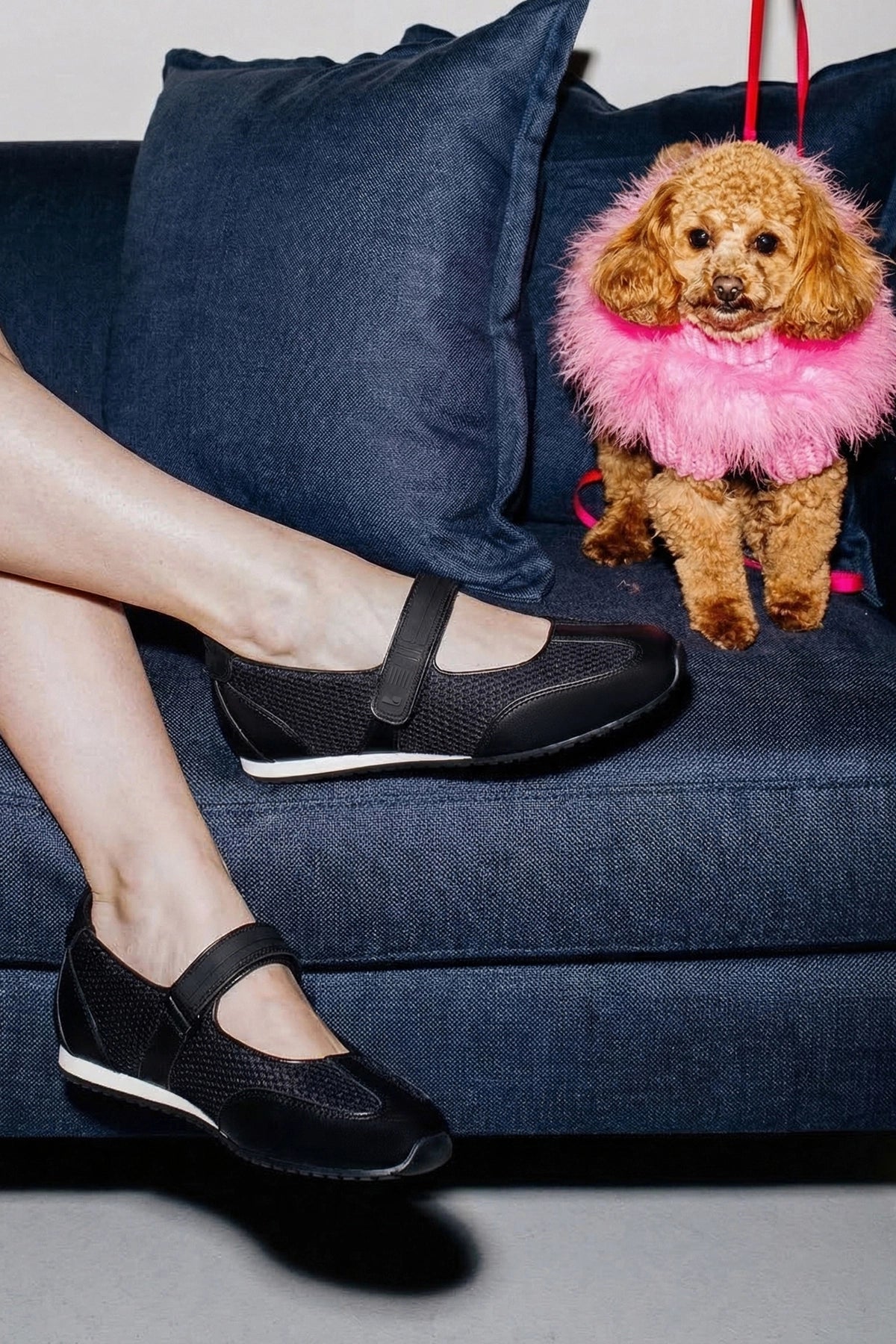 Larroude Devon Sneakerina Black Mesh