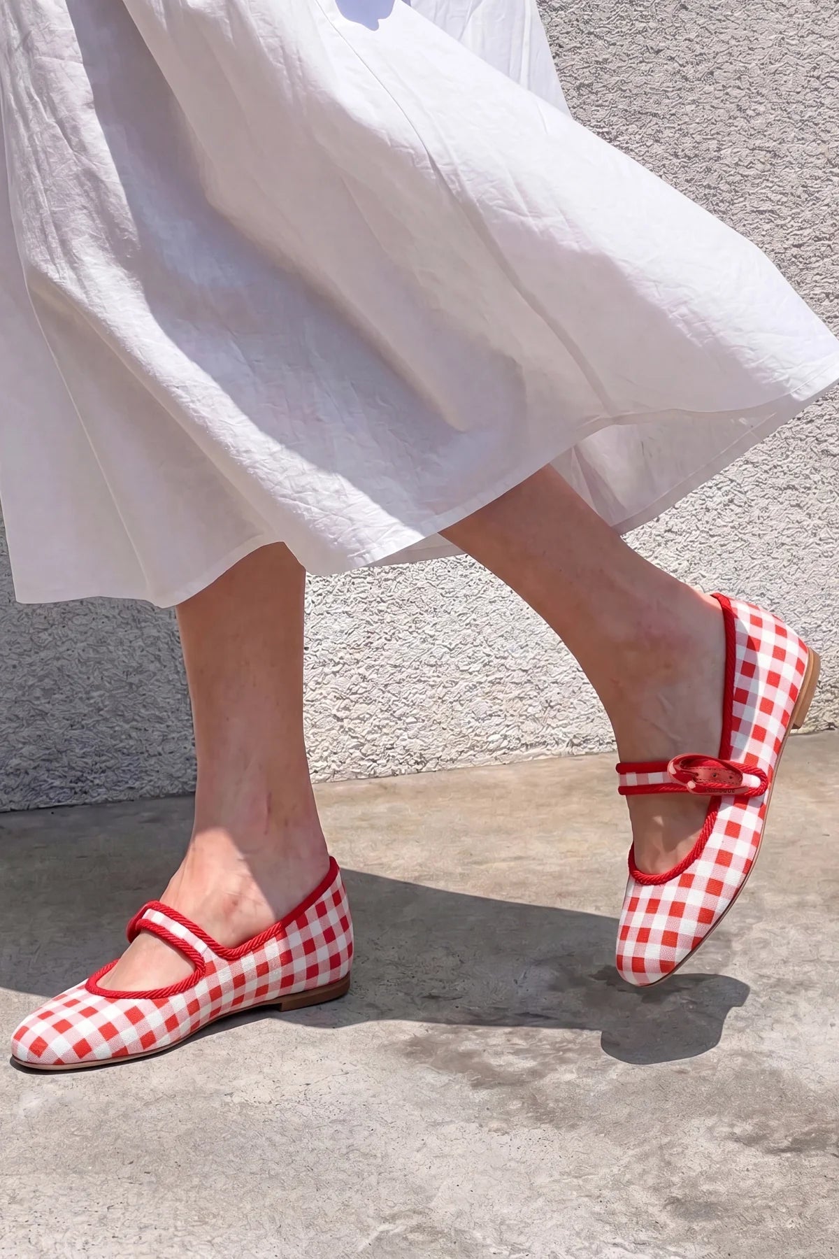 Larroude Verona Ballet Flat Scarlet Printed Fabric