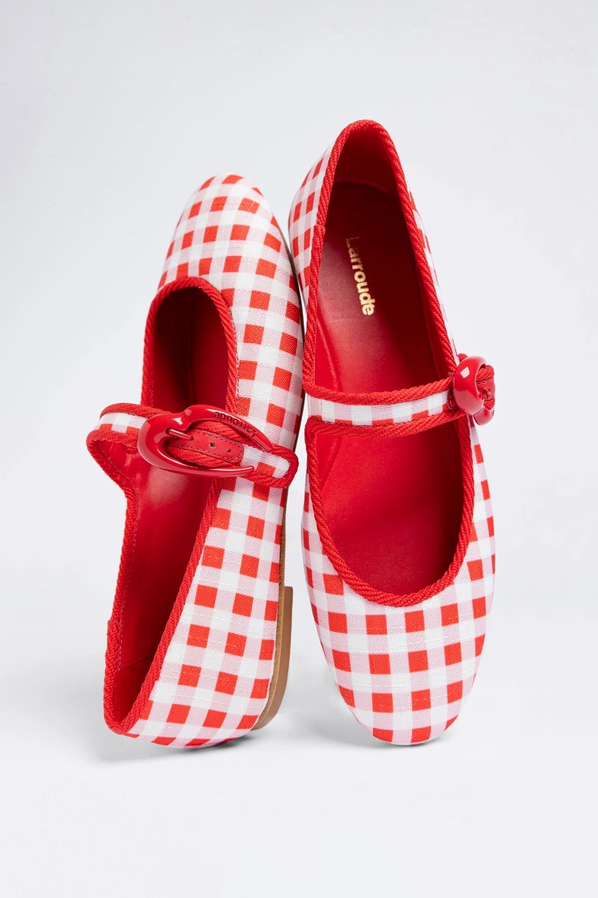 Larroude Verona Ballet Flat Scarlet Printed Fabric