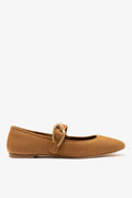 Larroude Verona Ballet Flat Tobacco Suede