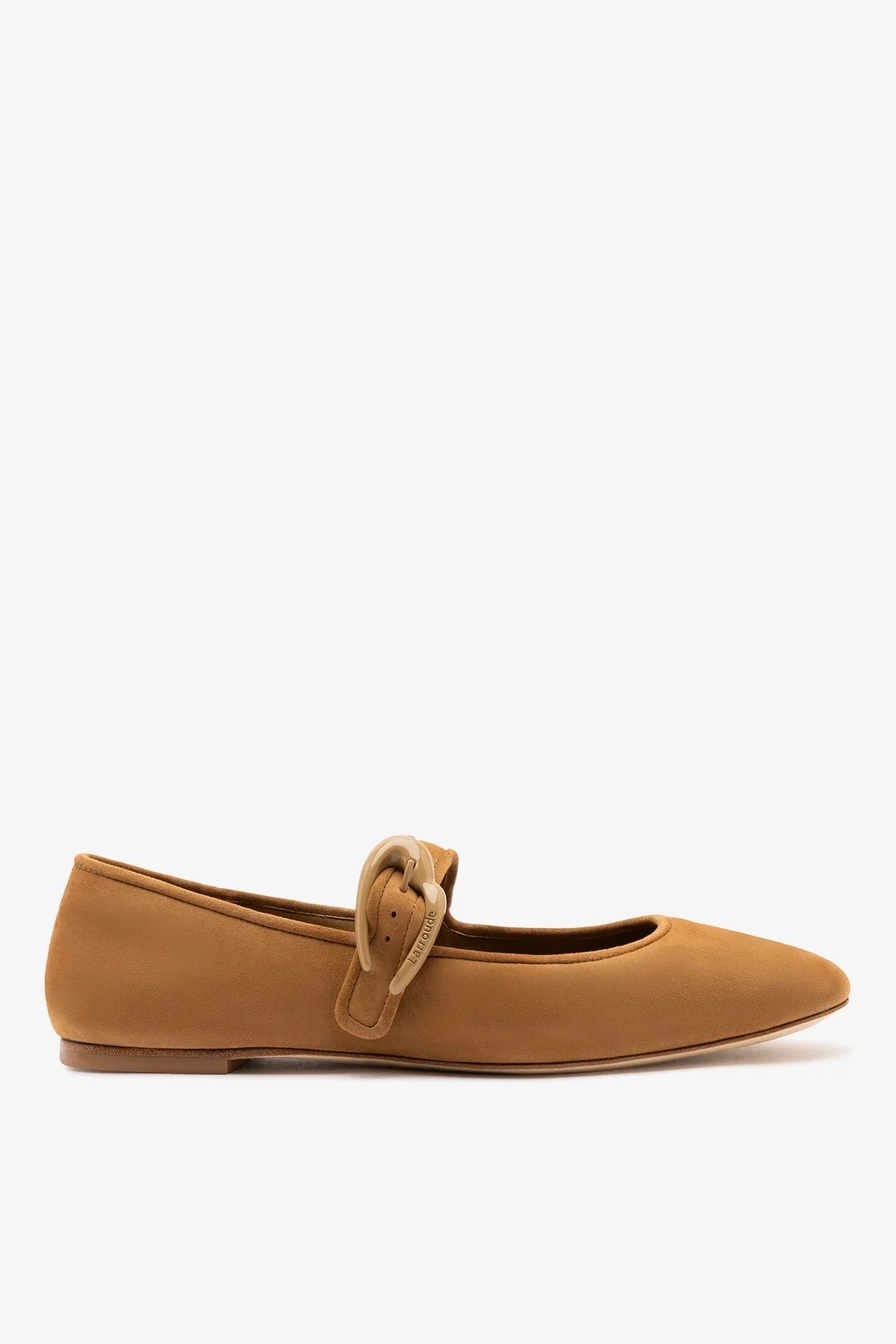 Larroude Verona Ballet Flat Tobacco Suede