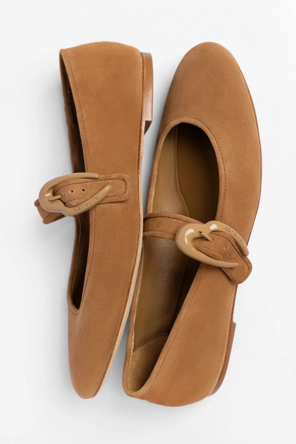 Larroude Verona Ballet Flat Tobacco Suede