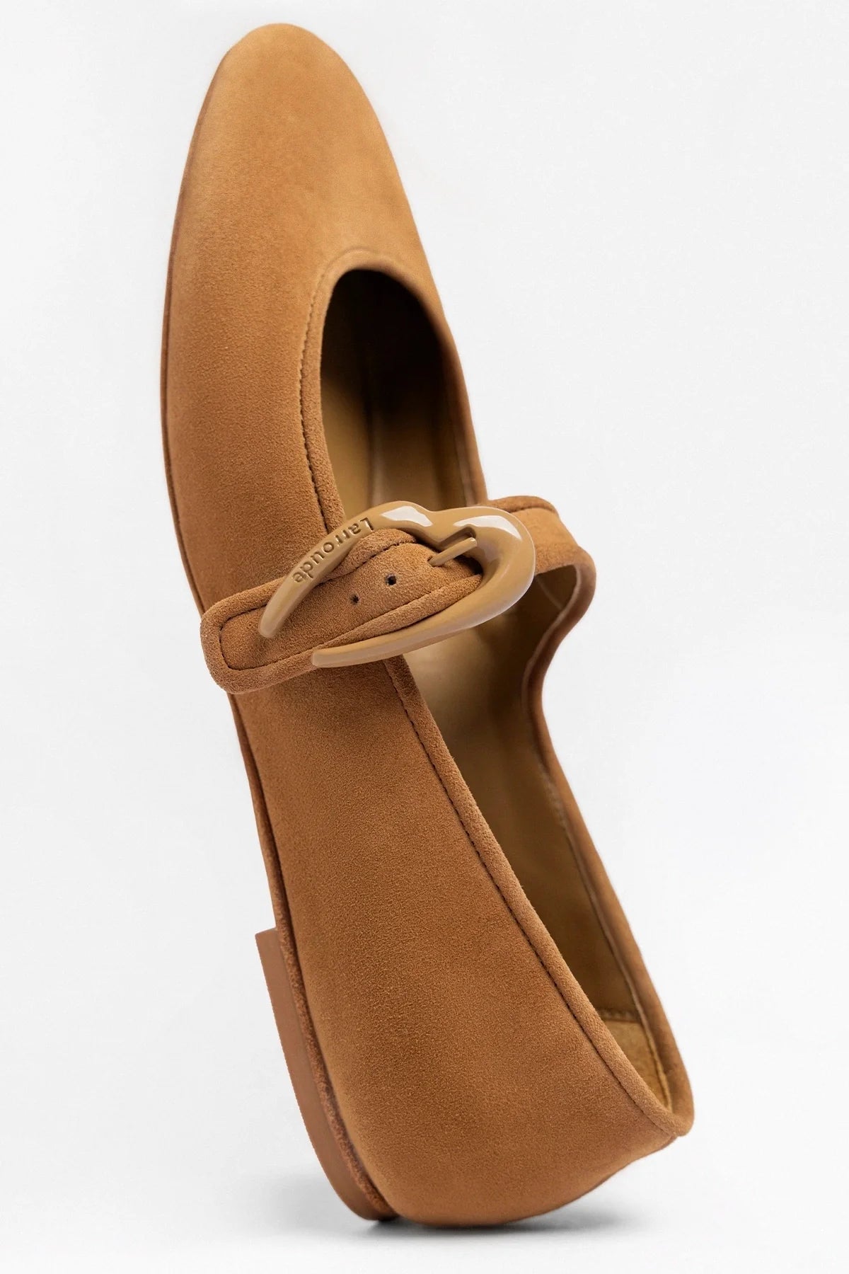 Larroude Verona Ballet Flat Tobacco Suede