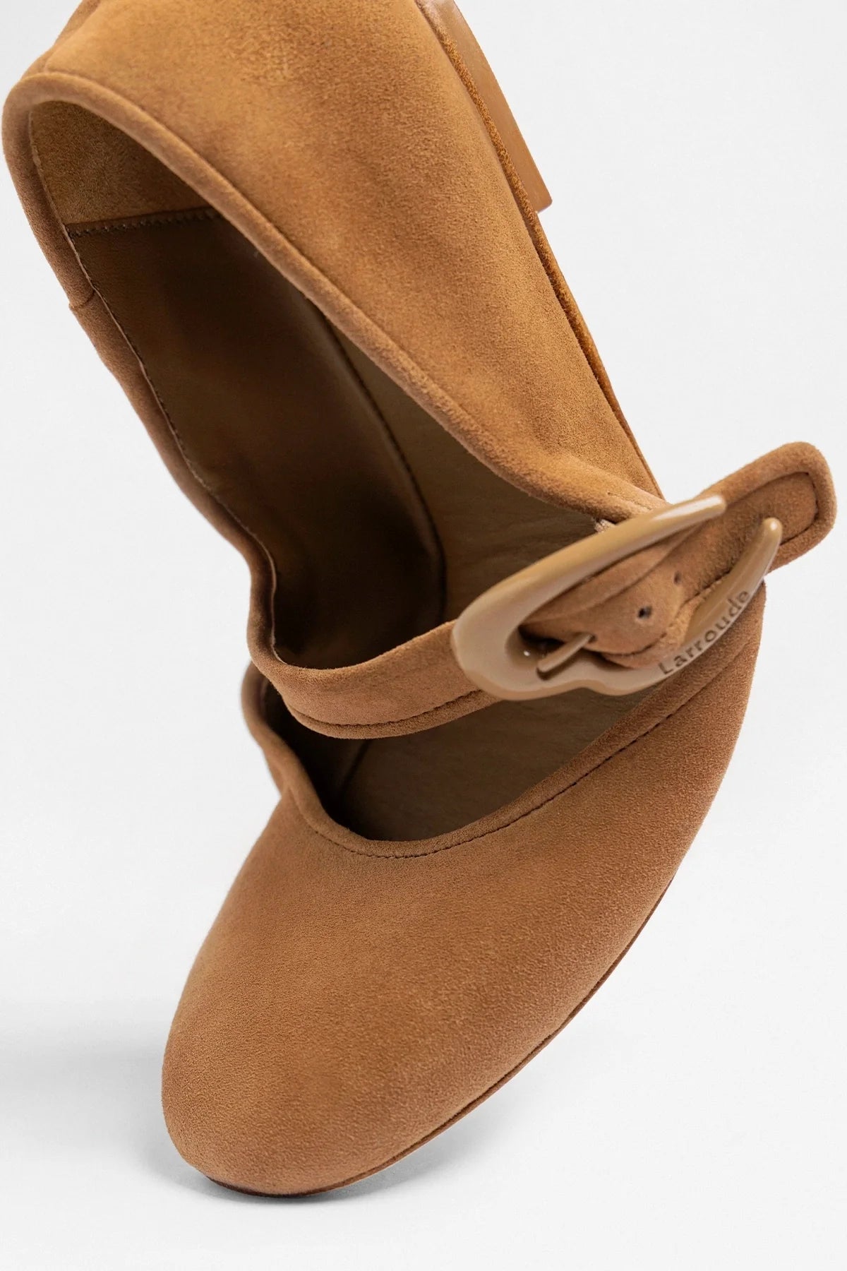Larroude Verona Ballet Flat Tobacco Suede