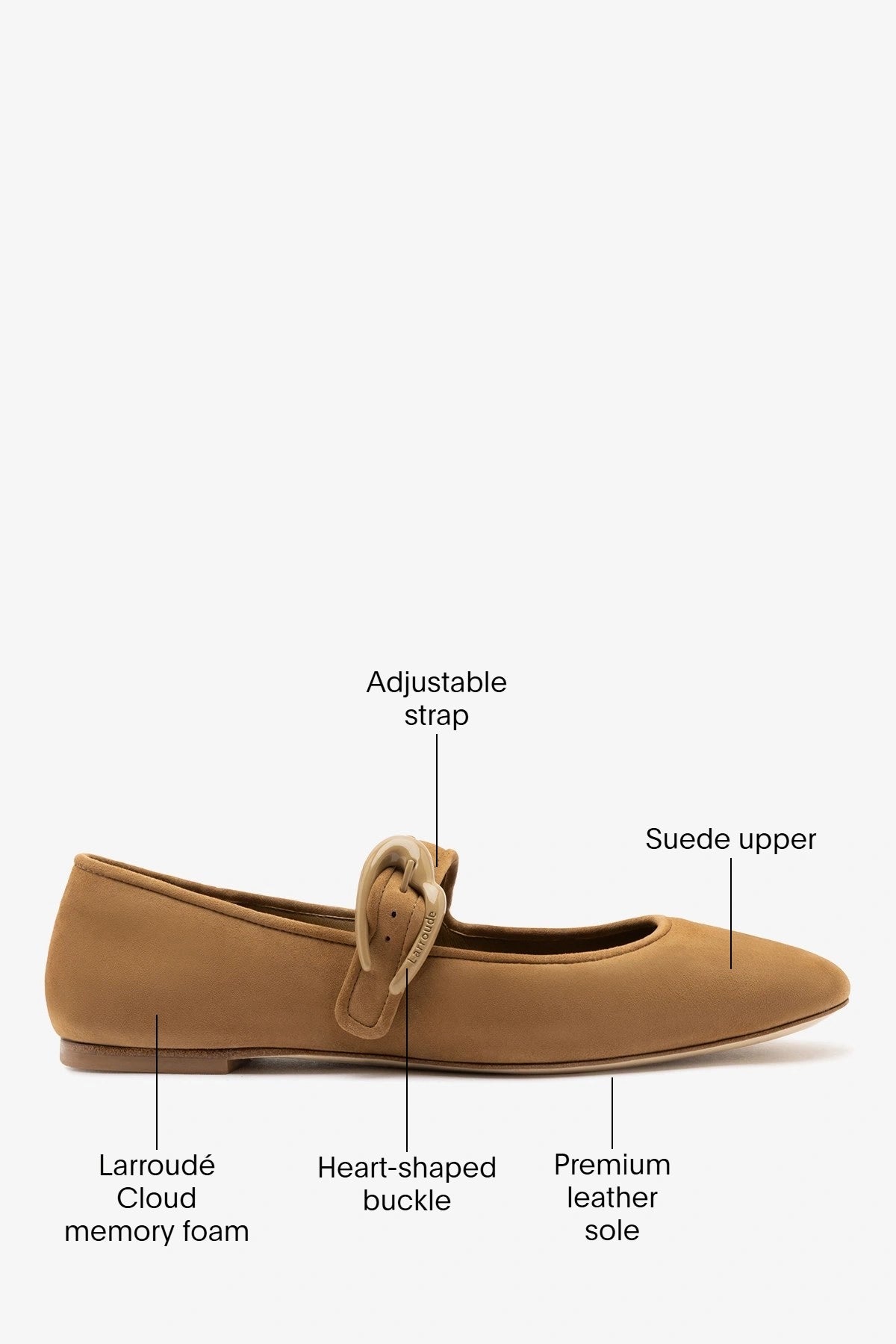 Larroude Verona Ballet Flat Tobacco Suede