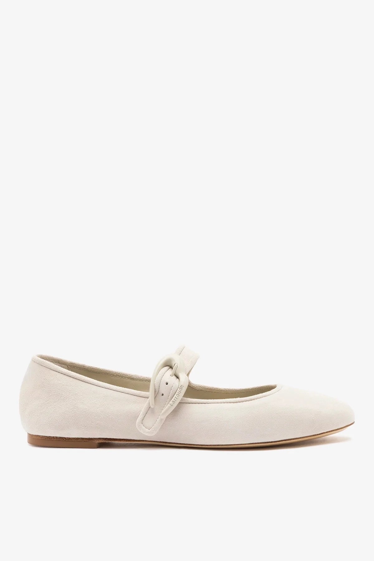 Larroude Verona Ballet Flat Mushroom Gray Suede