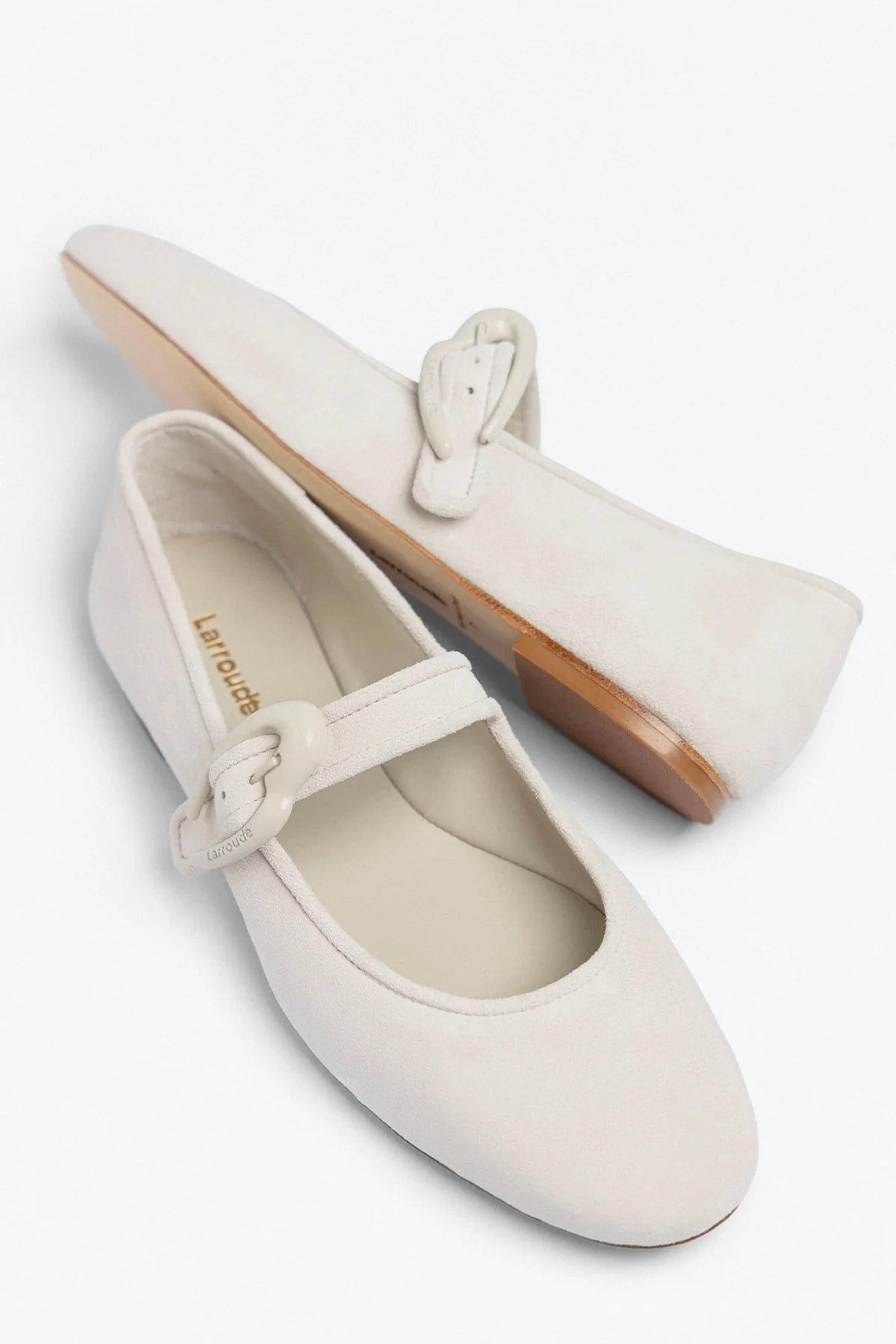 Larroude Verona Ballet Flat Mushroom Gray Suede