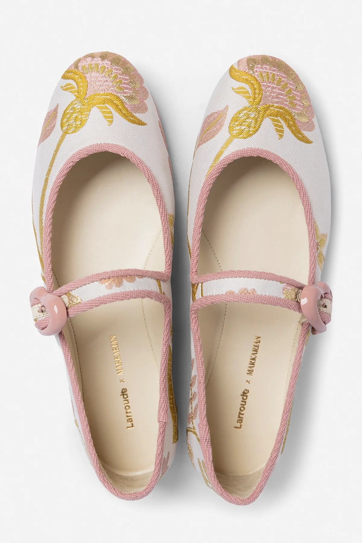 Larroude Larroudé by Markarian: Verona Ballet Flat Mist Floral Brocade