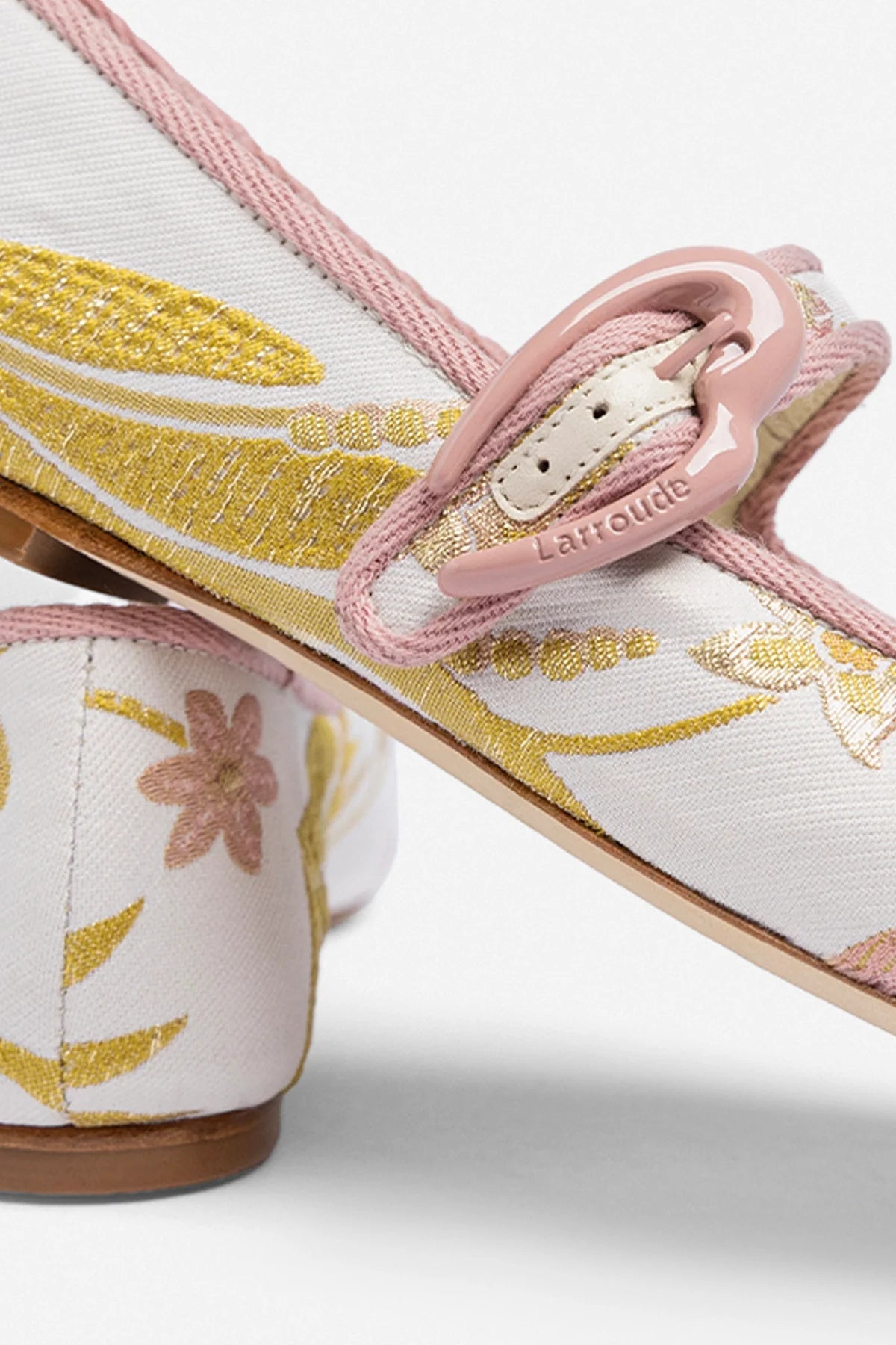 Larroude Larroudé by Markarian: Verona Ballet Flat Mist Floral Brocade