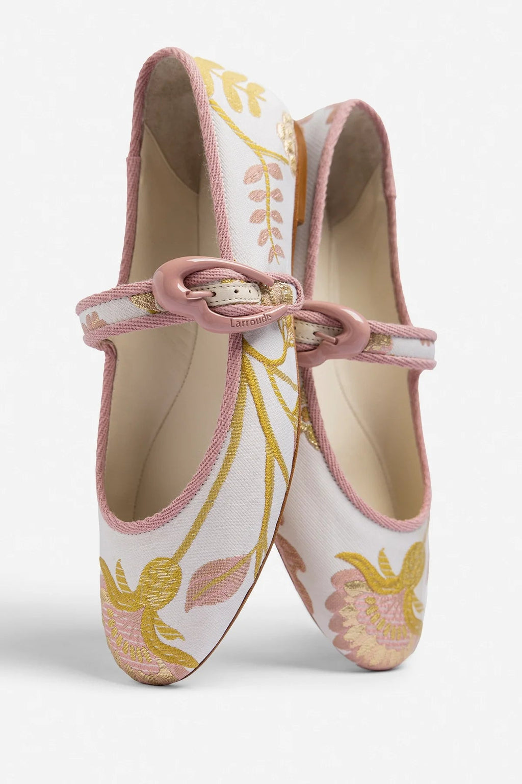 Larroude Larroudé by Markarian: Verona Ballet Flat Mist Floral Brocade