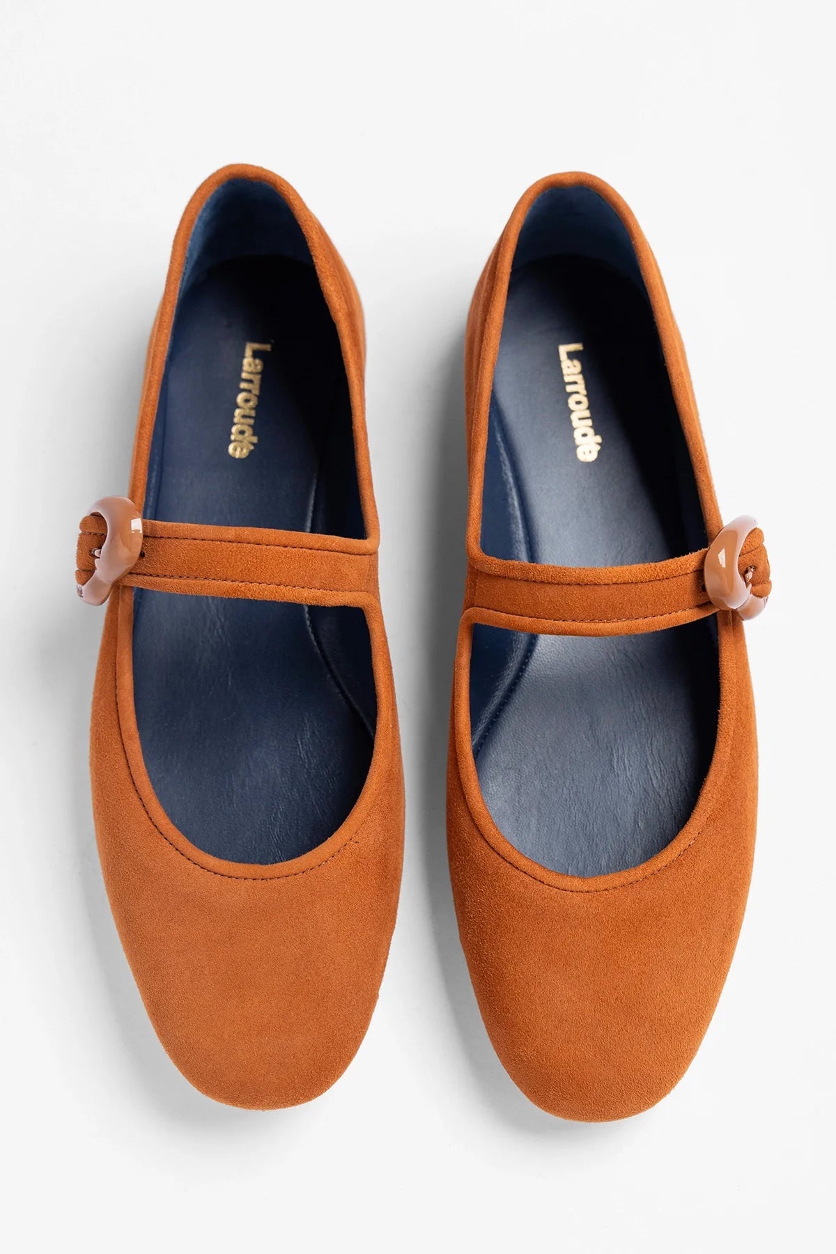 Larroude Verona Ballet Flat Chestnut Suede