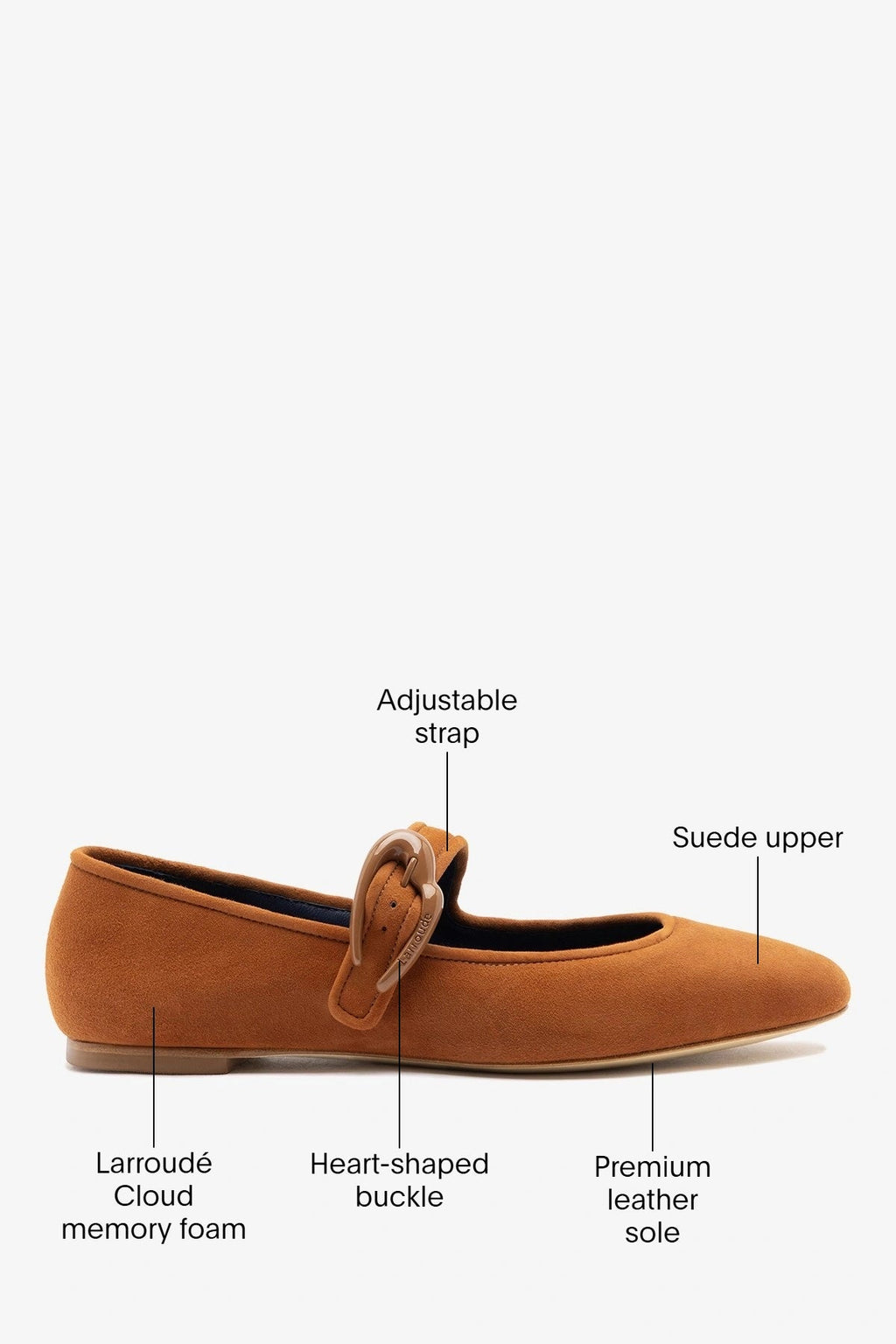 Larroude Verona Ballet Flat Chestnut Suede