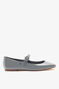 Larroude Blair Ballet Flat Titanium Patent Leather