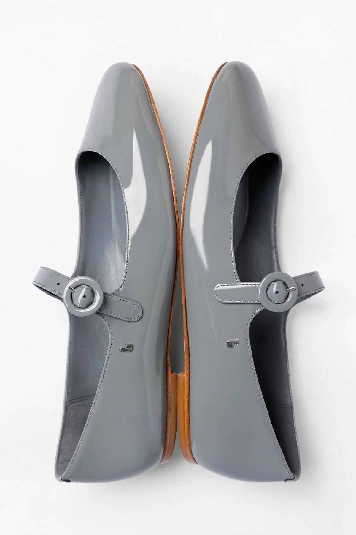 Larroude Blair Ballet Flat Titanium Patent Leather