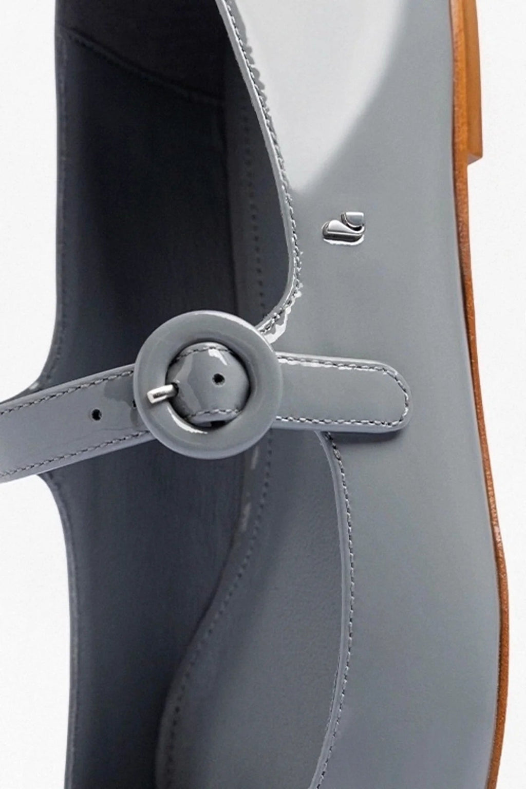Larroude Blair Ballet Flat Titanium Patent Leather