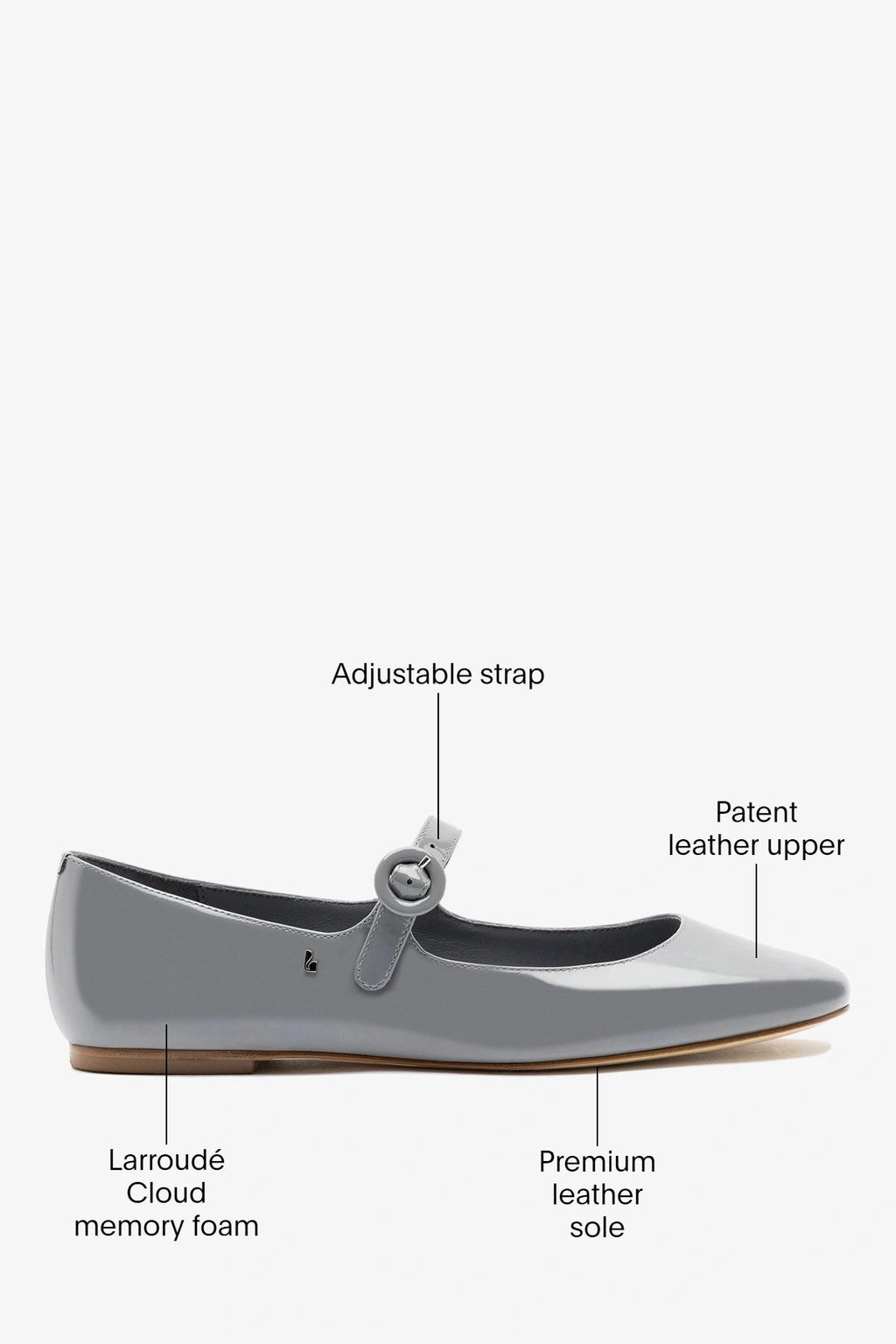 Larroude Blair Ballet Flat Titanium Patent Leather