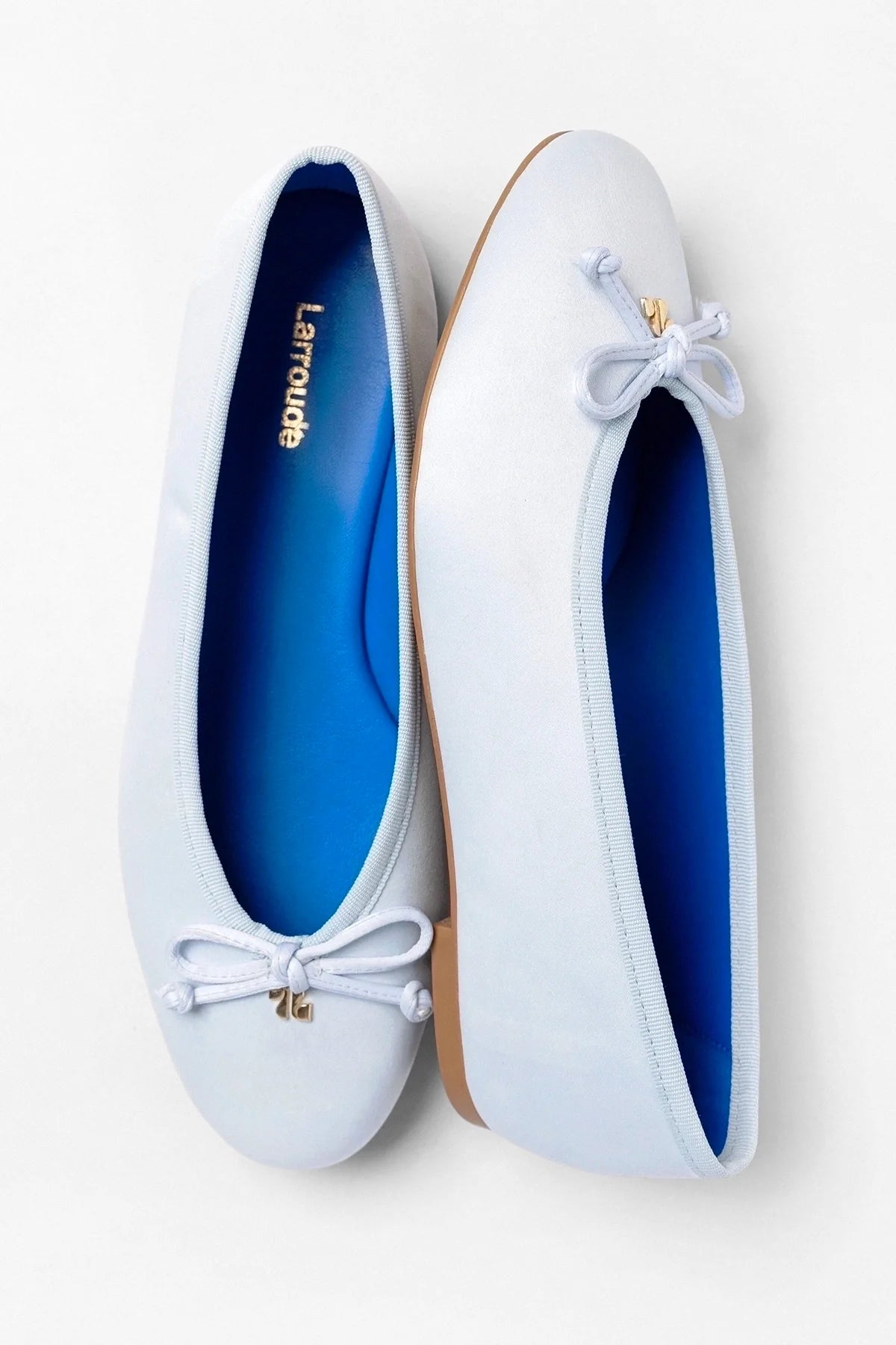 Larroude Pavlova Ballet Flat Powder Blue Satin