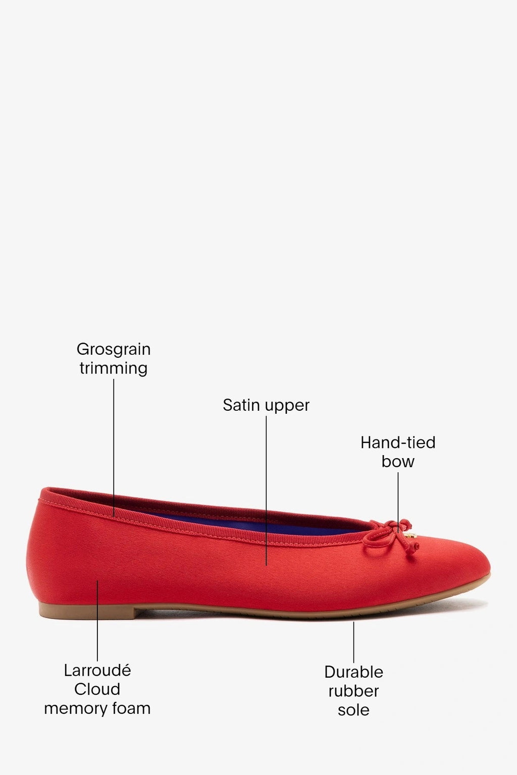 Larroude Pavlova Ballet Flat Cherry Satin