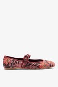 Larroude Larroudé by Markarian: Verona Ballet Flat Burgundy Floral Brocade
