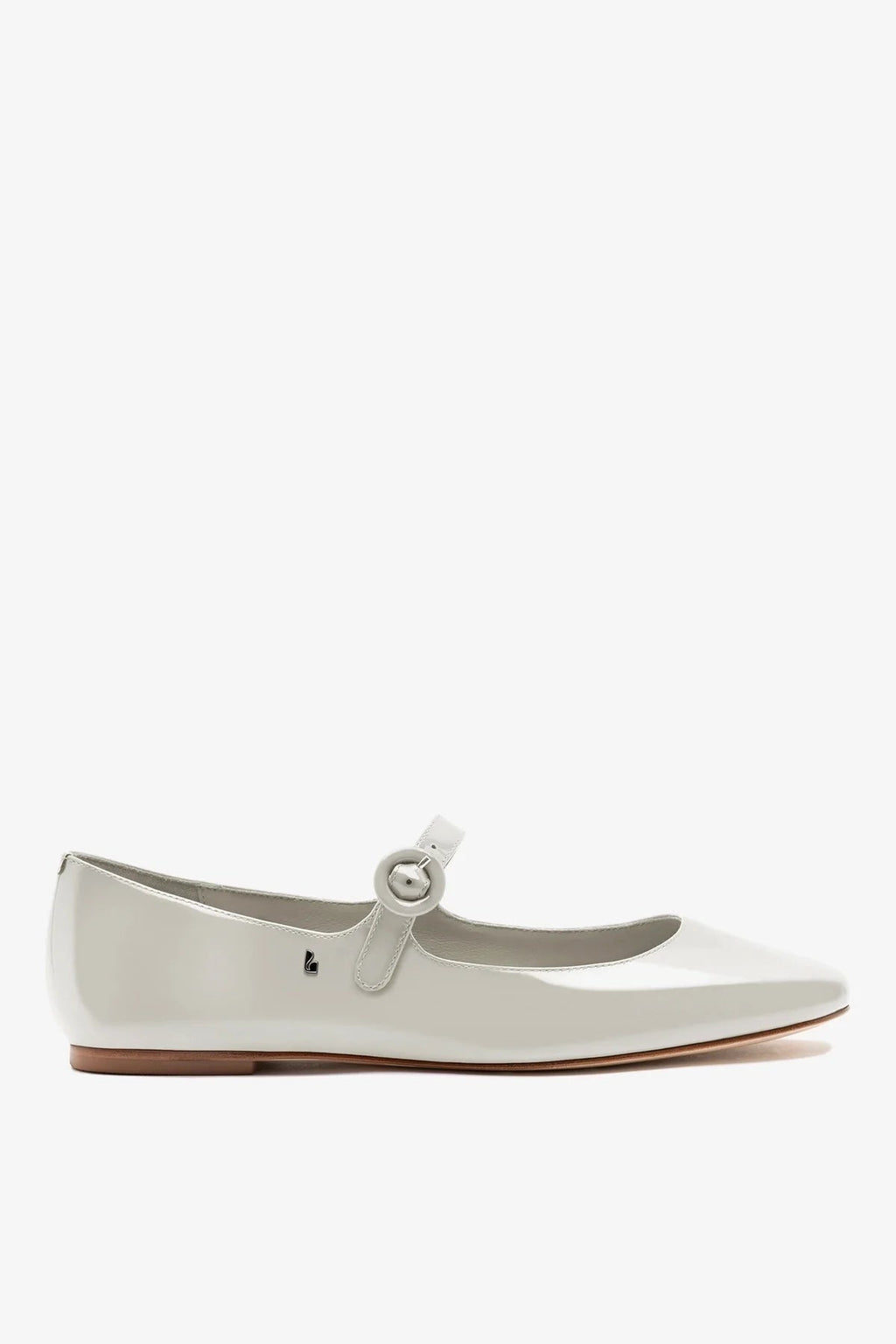 Larroude Blair Ballet Flat Moon Gray Patent Leather