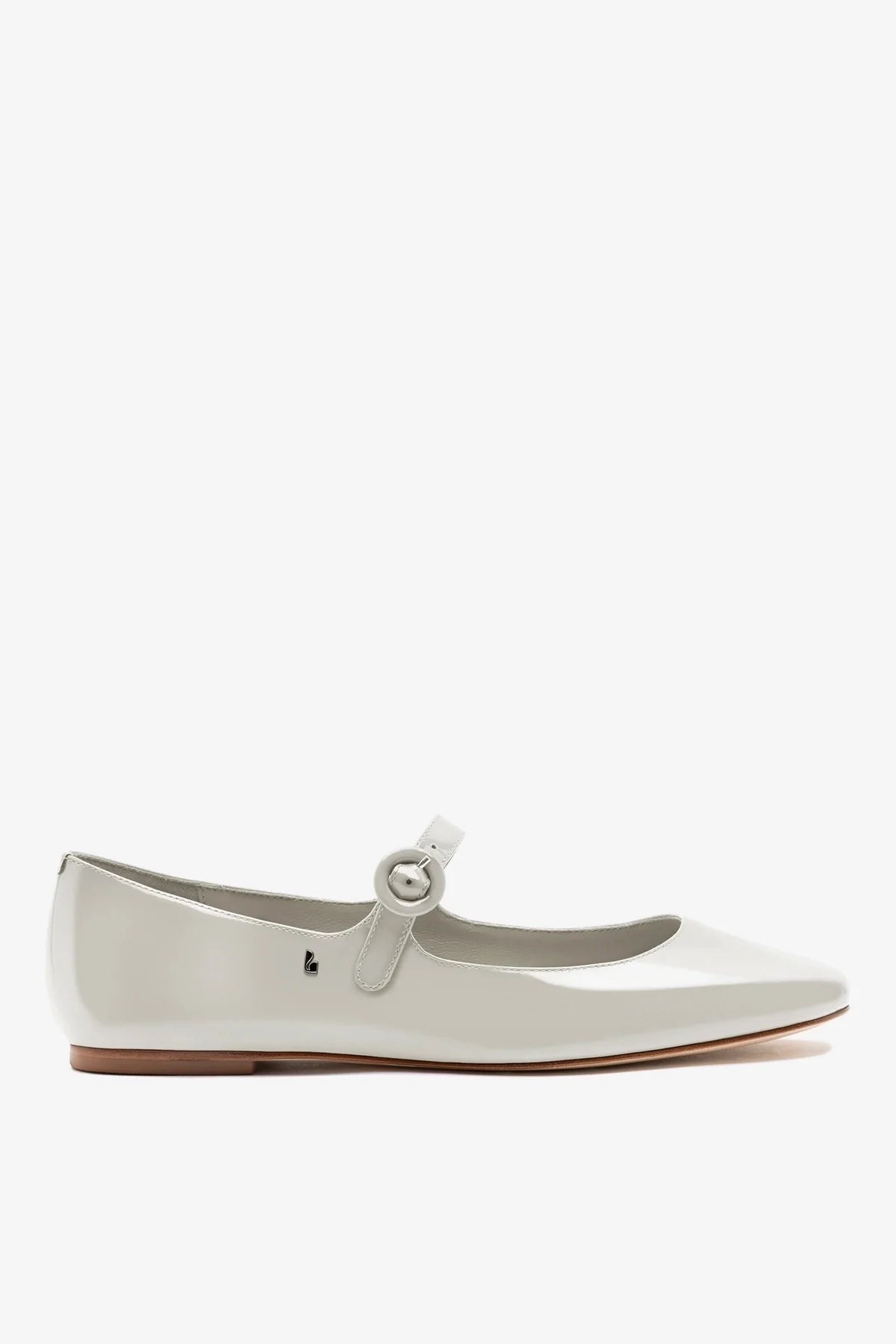 Larroude Blair Ballet Flat Moon Gray Patent Leather
