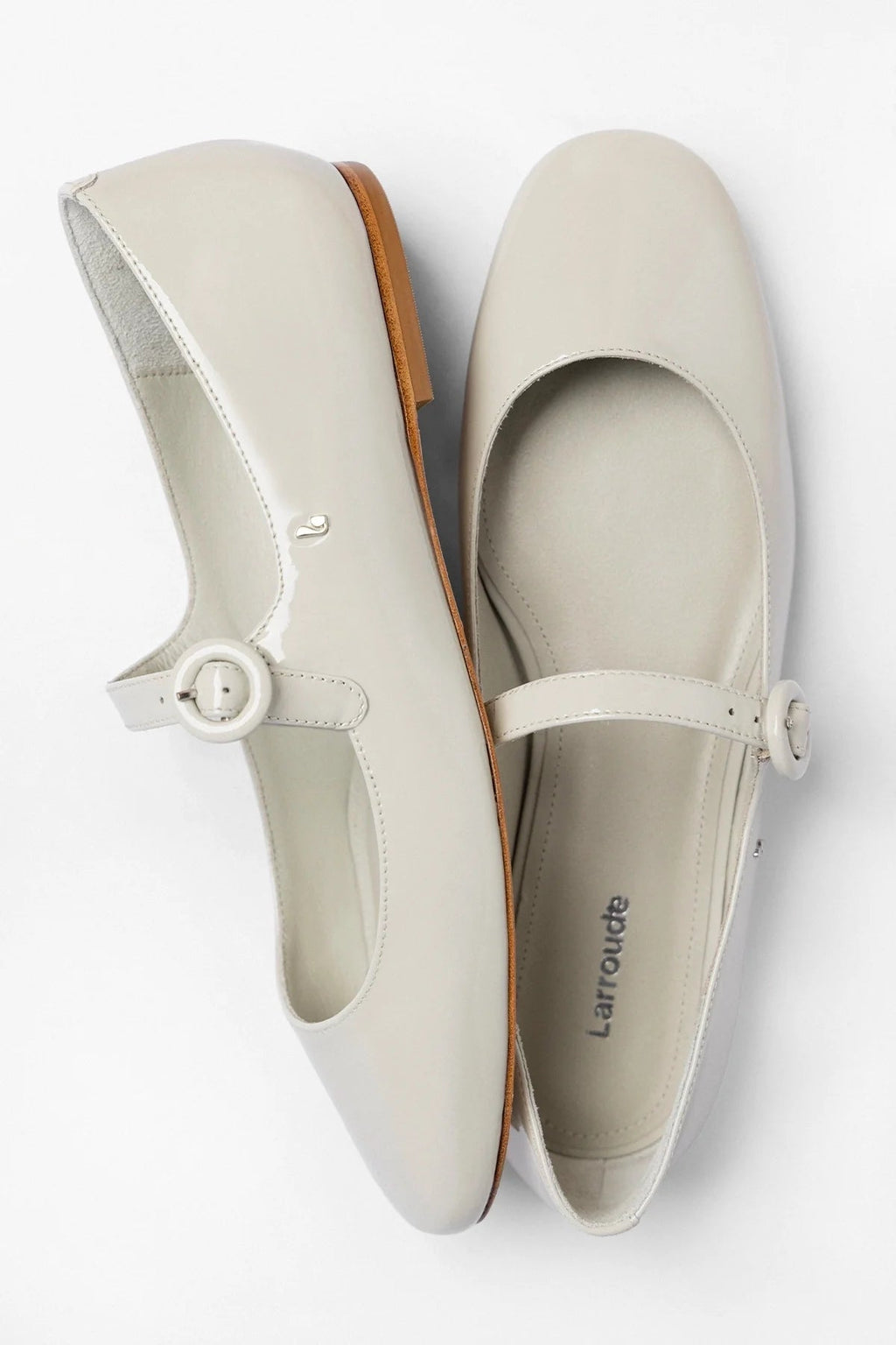 Larroude Blair Ballet Flat Moon Gray Patent Leather
