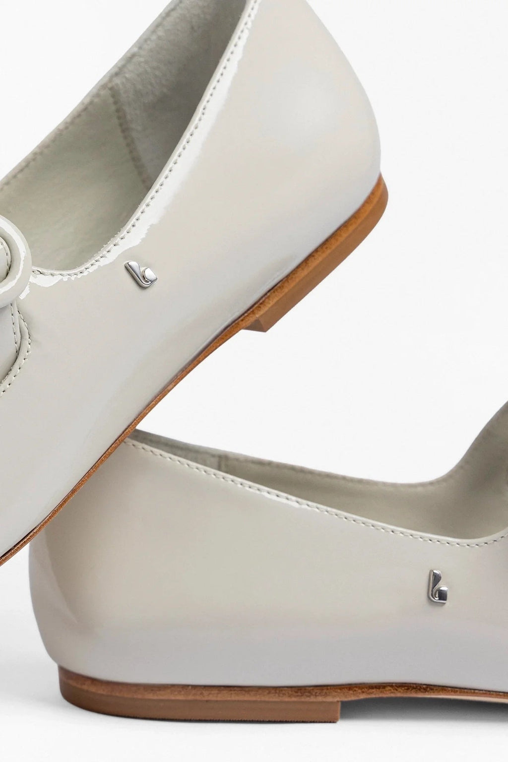 Larroude Blair Ballet Flat Moon Gray Patent Leather