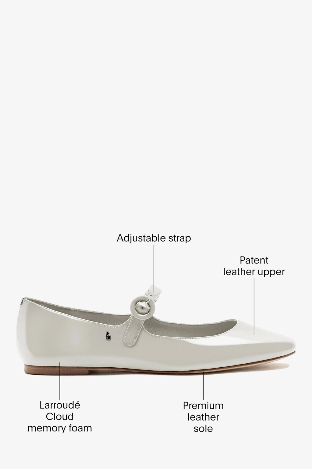 Larroude Blair Ballet Flat Moon Gray Patent Leather