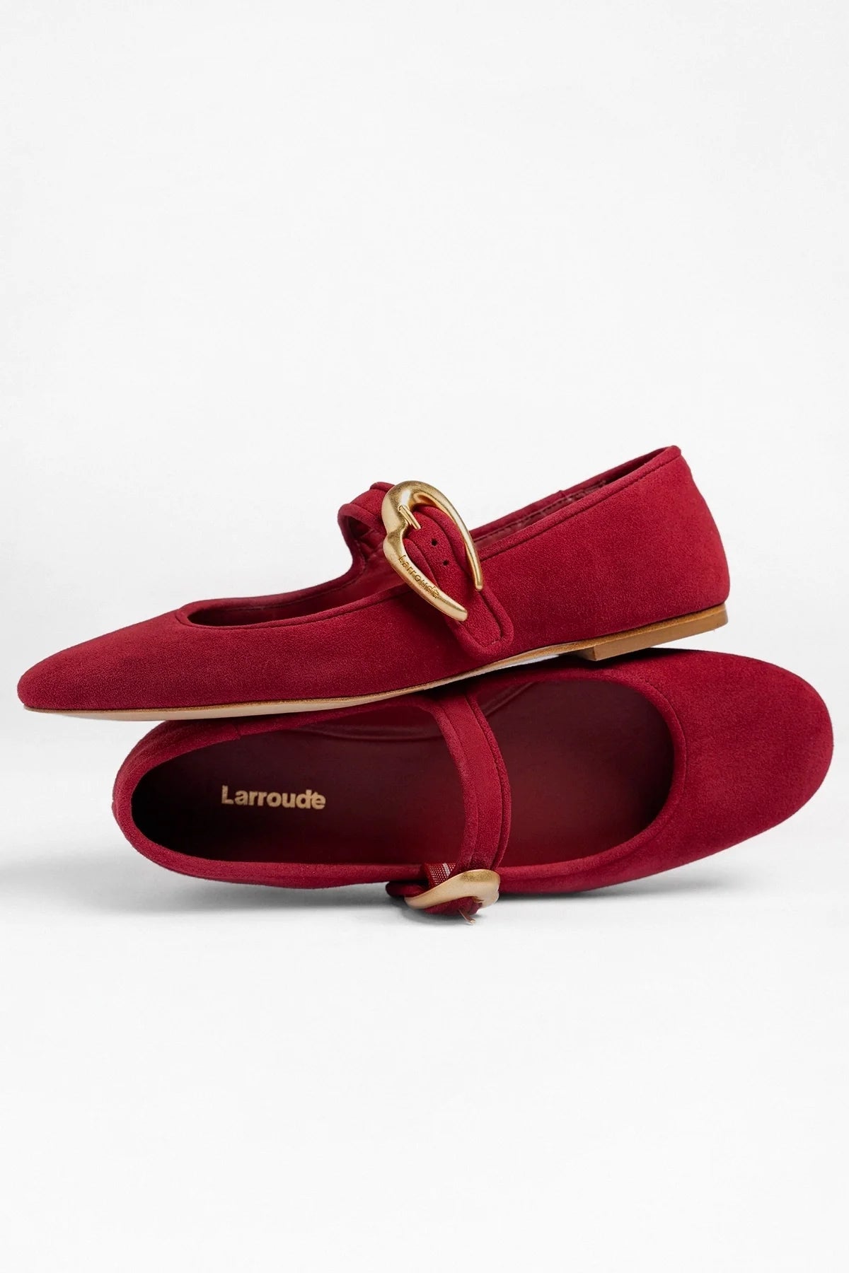 Larroude Verona Ballet Flat Lipstick Red Suede