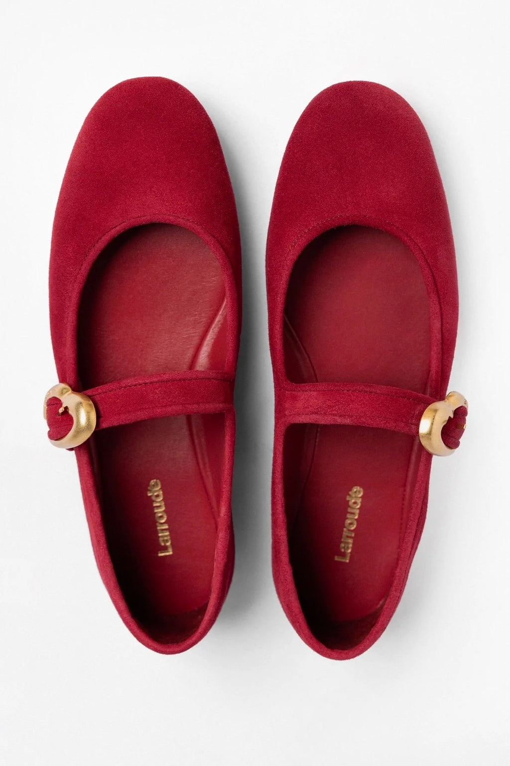 Larroude Verona Ballet Flat Lipstick Red Suede