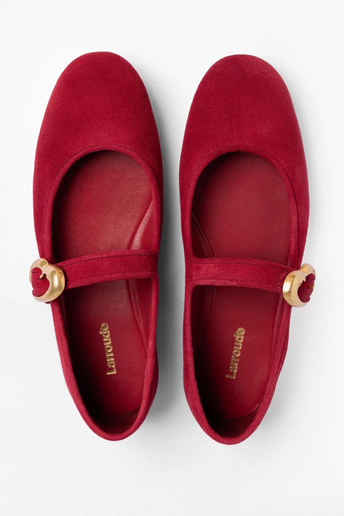 Larroude Verona Ballet Flat Lipstick Red Suede